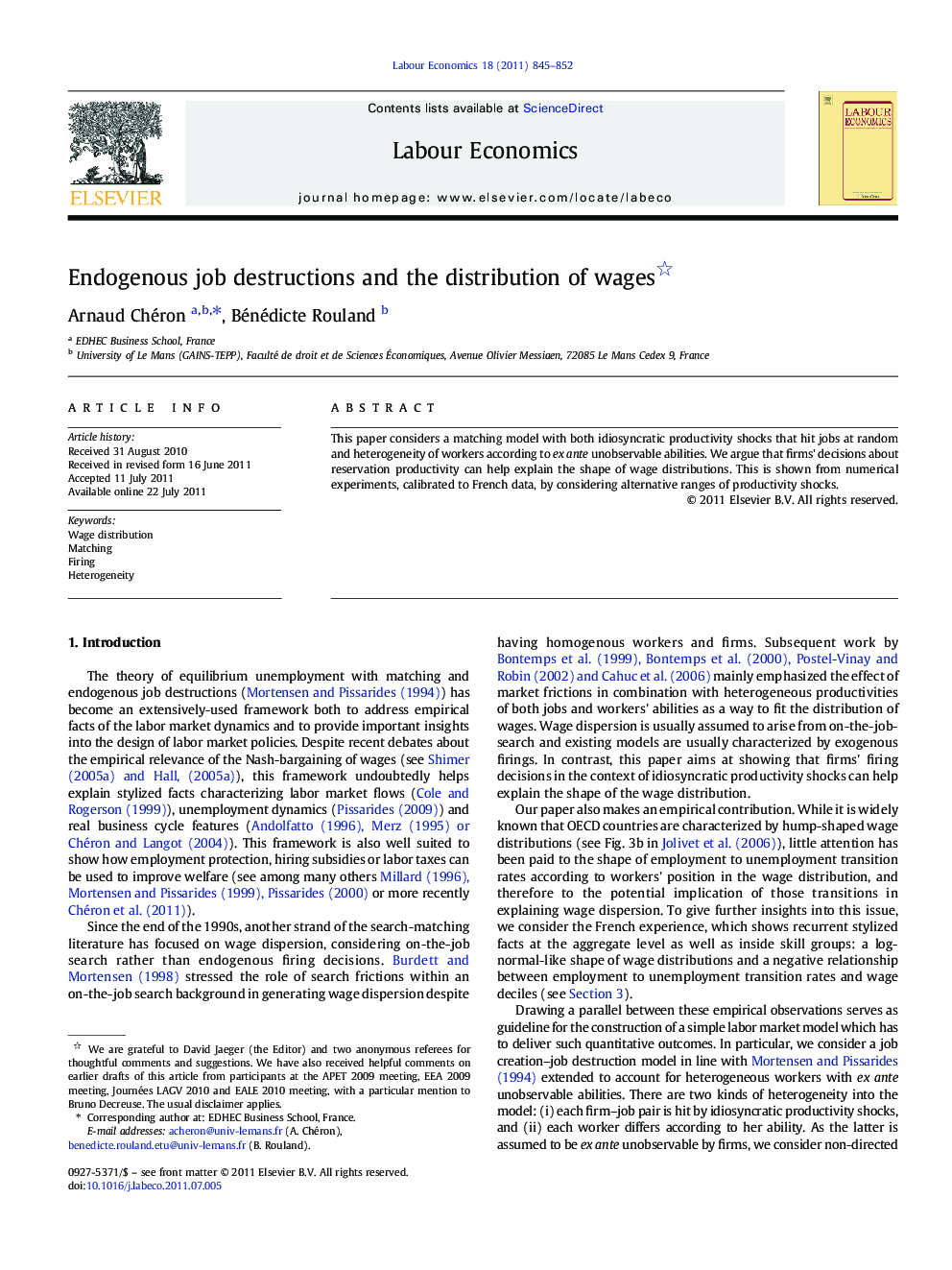 Endogenous job destructions and the distribution of wages