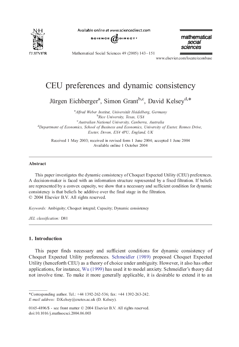 CEU preferences and dynamic consistency