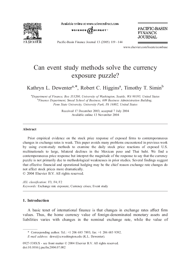 Can event study methods solve the currency exposure puzzle?