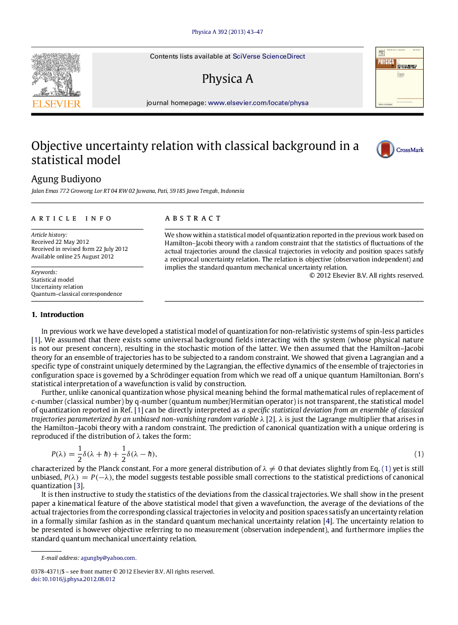 Objective uncertainty relation with classical background in a statistical model