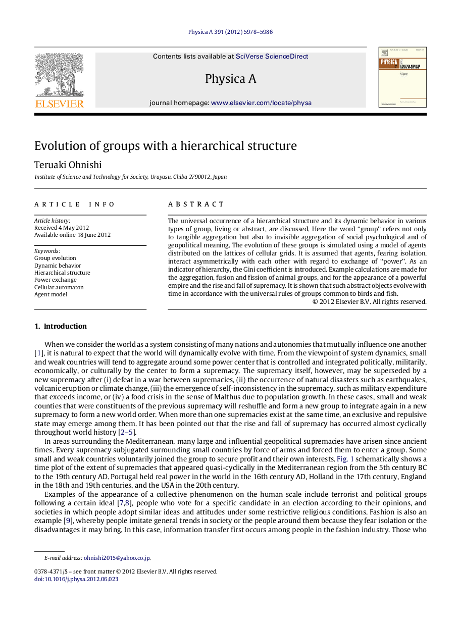 Evolution of groups with a hierarchical structure