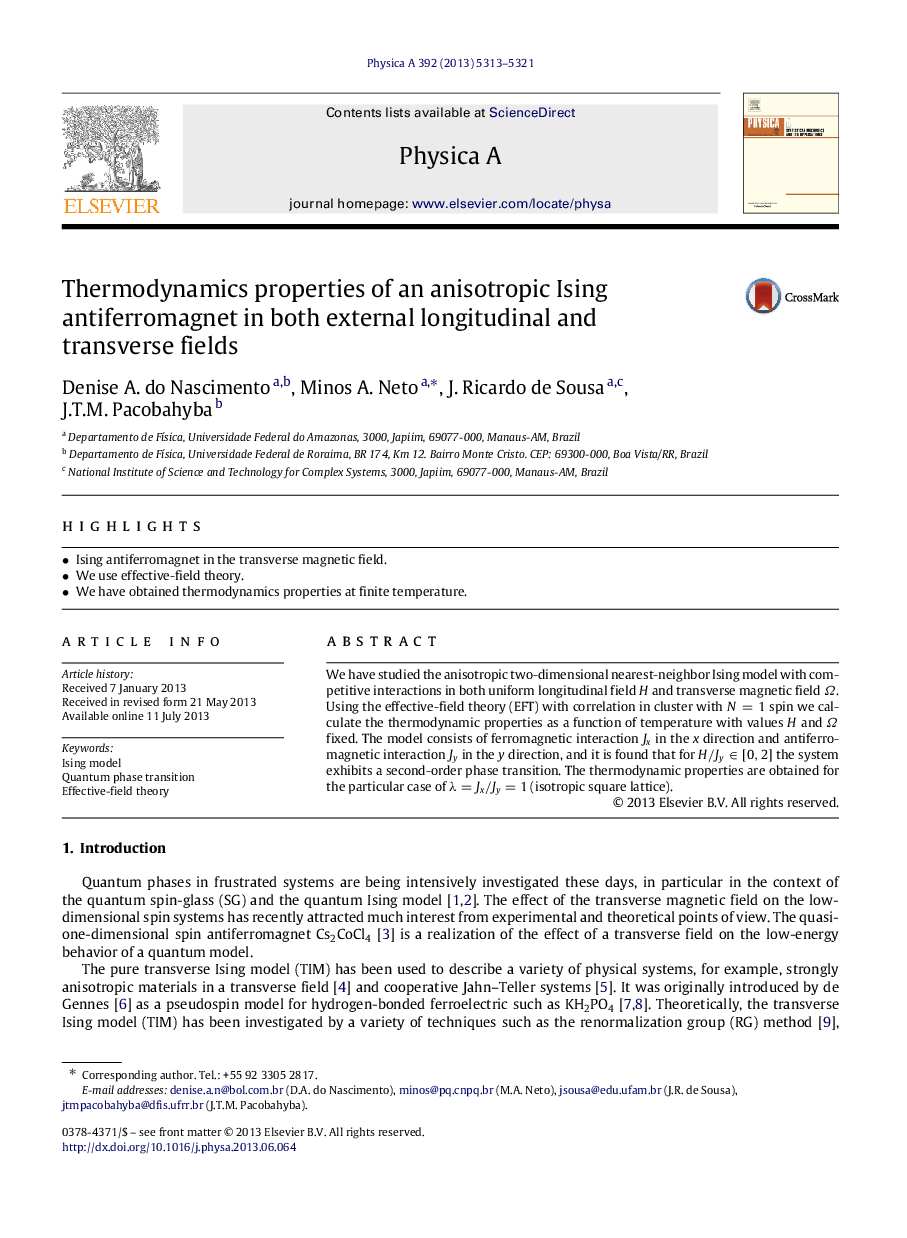 Thermodynamics properties of an anisotropic Ising antiferromagnet in both external longitudinal and transverse fields