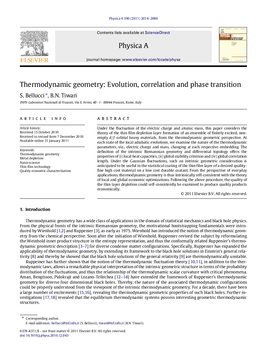 Thermodynamic geometry: Evolution, correlation and phase transition