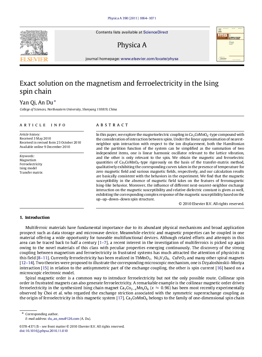 Exact solution on the magnetism and ferroelectricity in the Ising spin chain