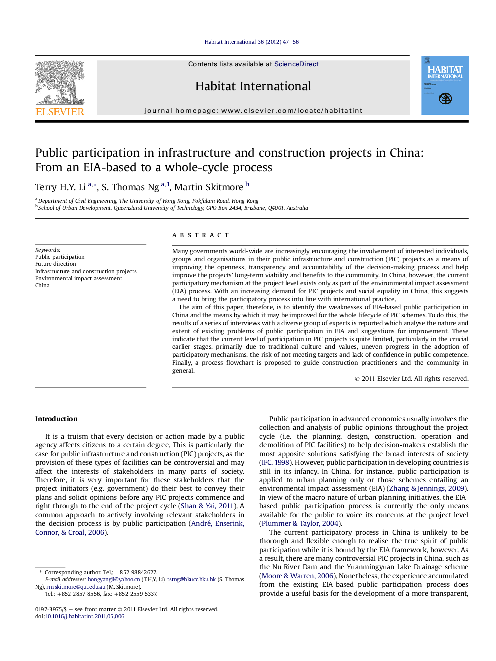 Public participation in infrastructure and construction projects in China: From an EIA-based to a whole-cycle process