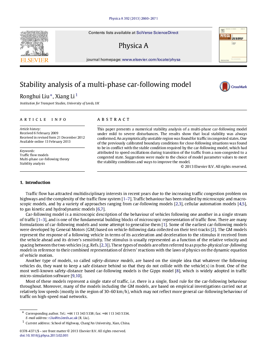 Stability analysis of a multi-phase car-following model