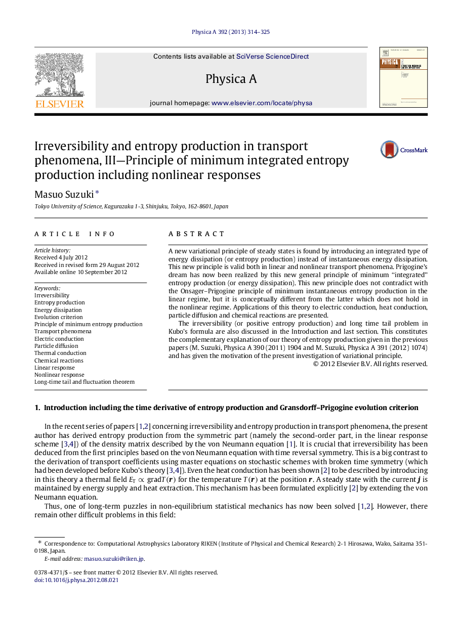 Irreversibility and entropy production in transport phenomena, III-Principle of minimum integrated entropy production including nonlinear responses