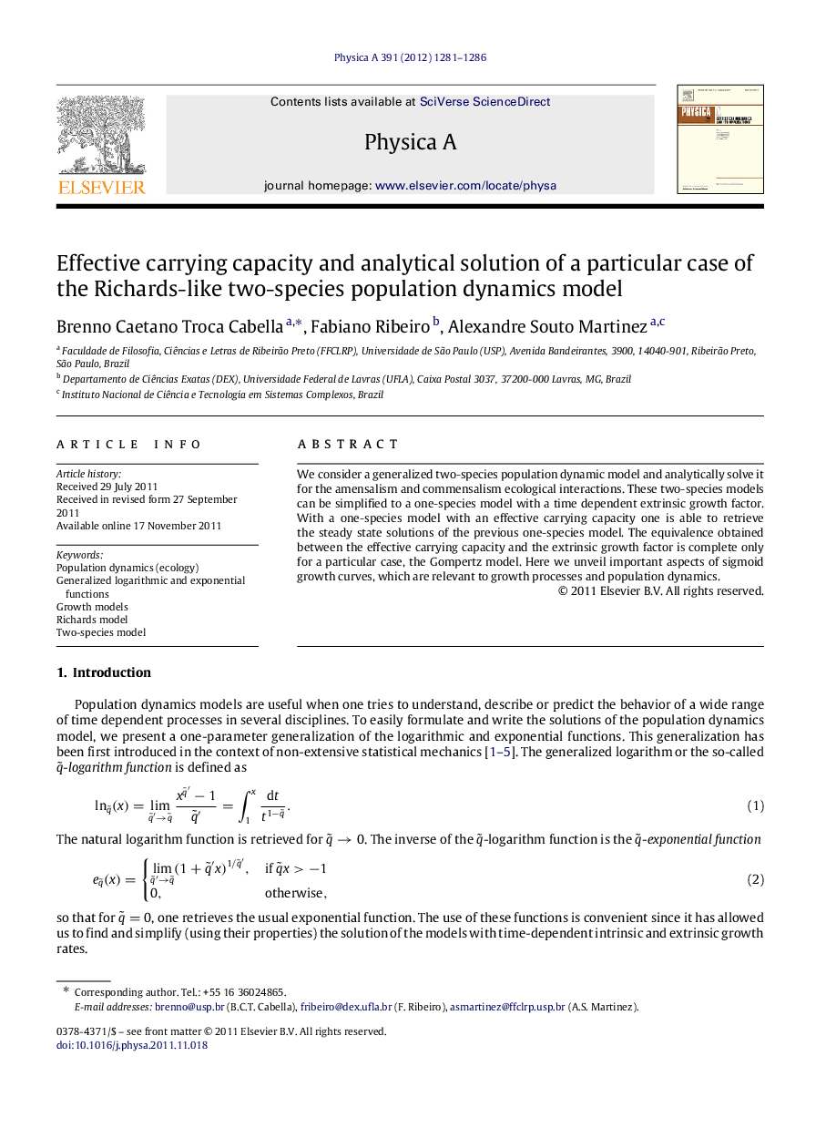 Effective carrying capacity and analytical solution of a particular case of the Richards-like two-species population dynamics model