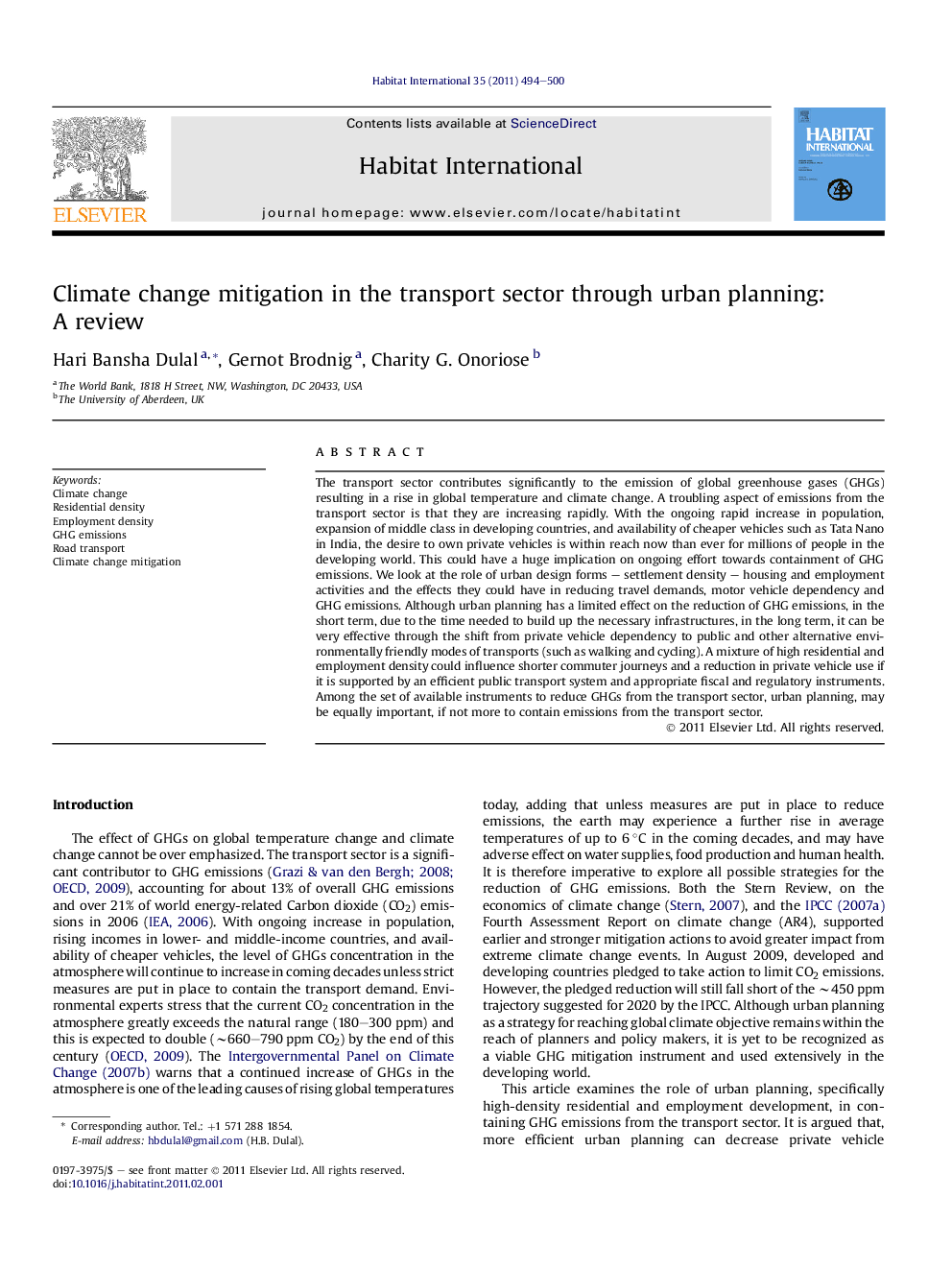 Climate change mitigation in the transport sector through urban planning: A review