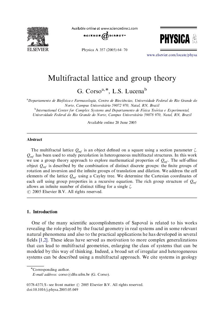 Multifractal lattice and group theory