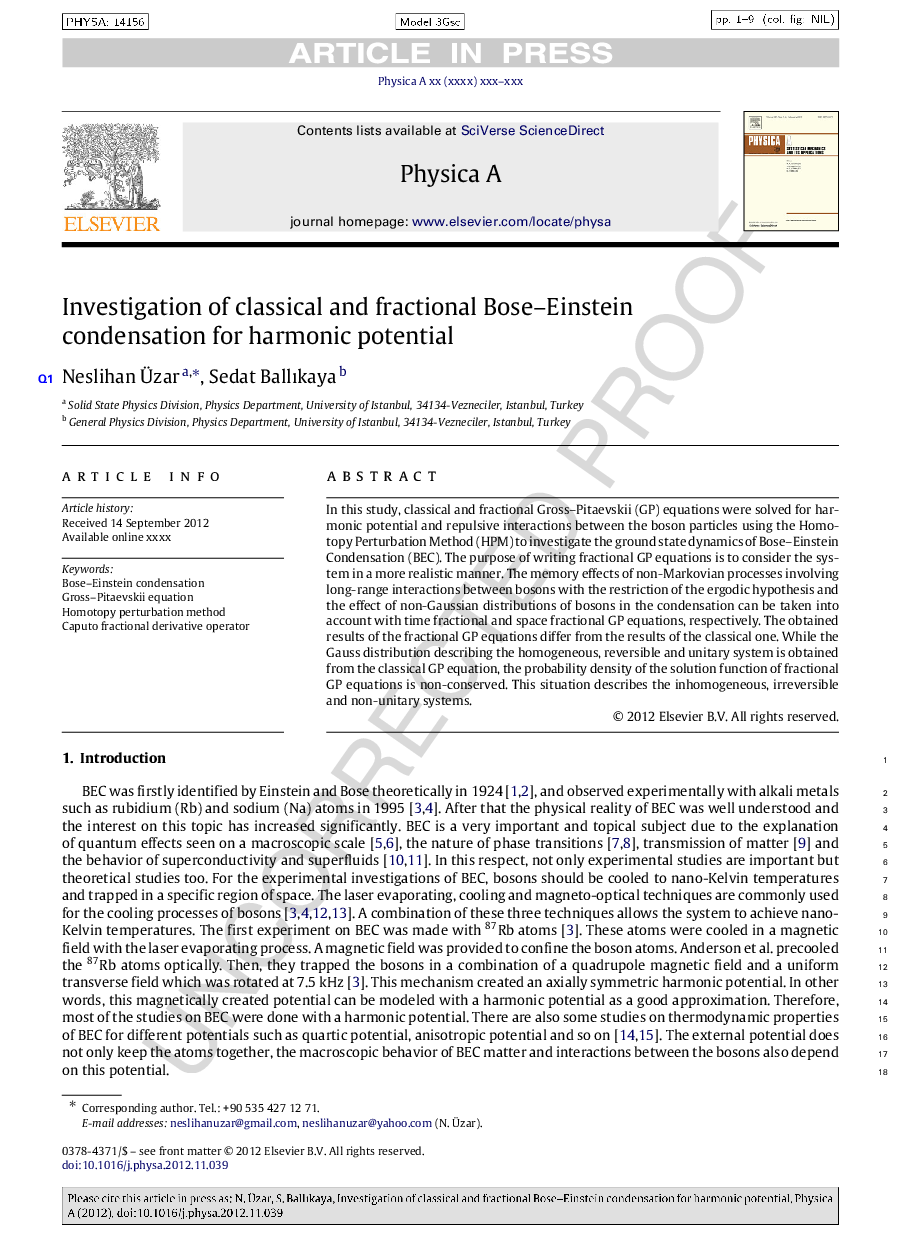 Investigation of classical and fractional Bose-Einstein condensation for harmonic potential