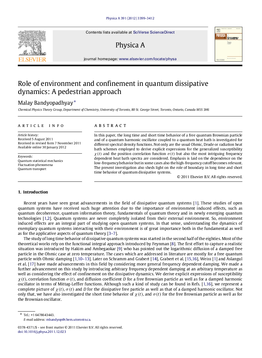 Role of environment and confinement in quantum dissipative dynamics: A pedestrian approach