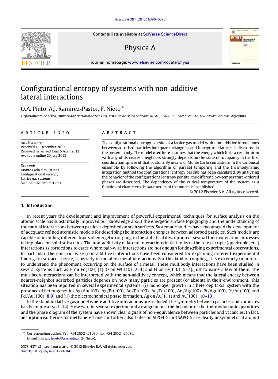 Configurational entropy of systems with non-additive lateral interactions