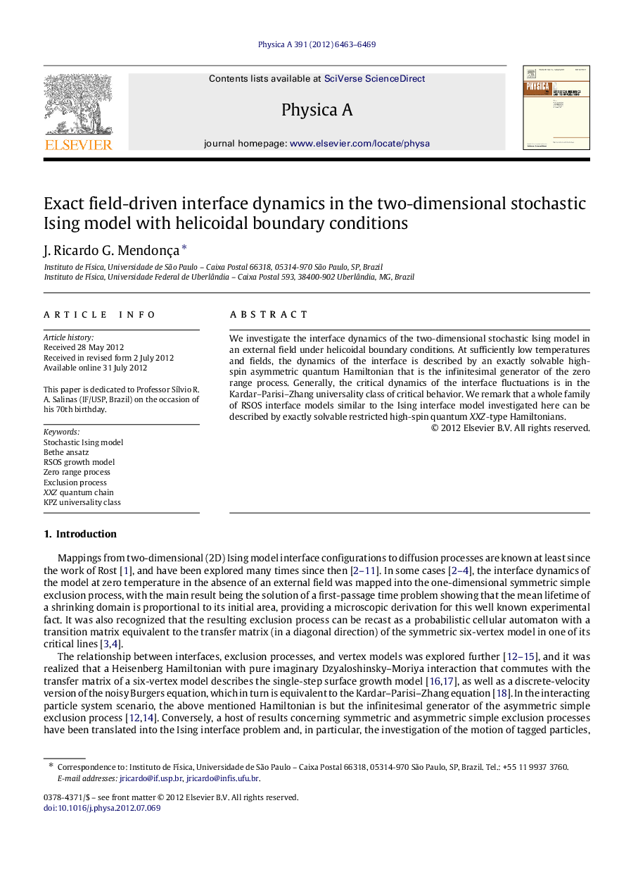 Exact field-driven interface dynamics in the two-dimensional stochastic Ising model with helicoidal boundary conditions