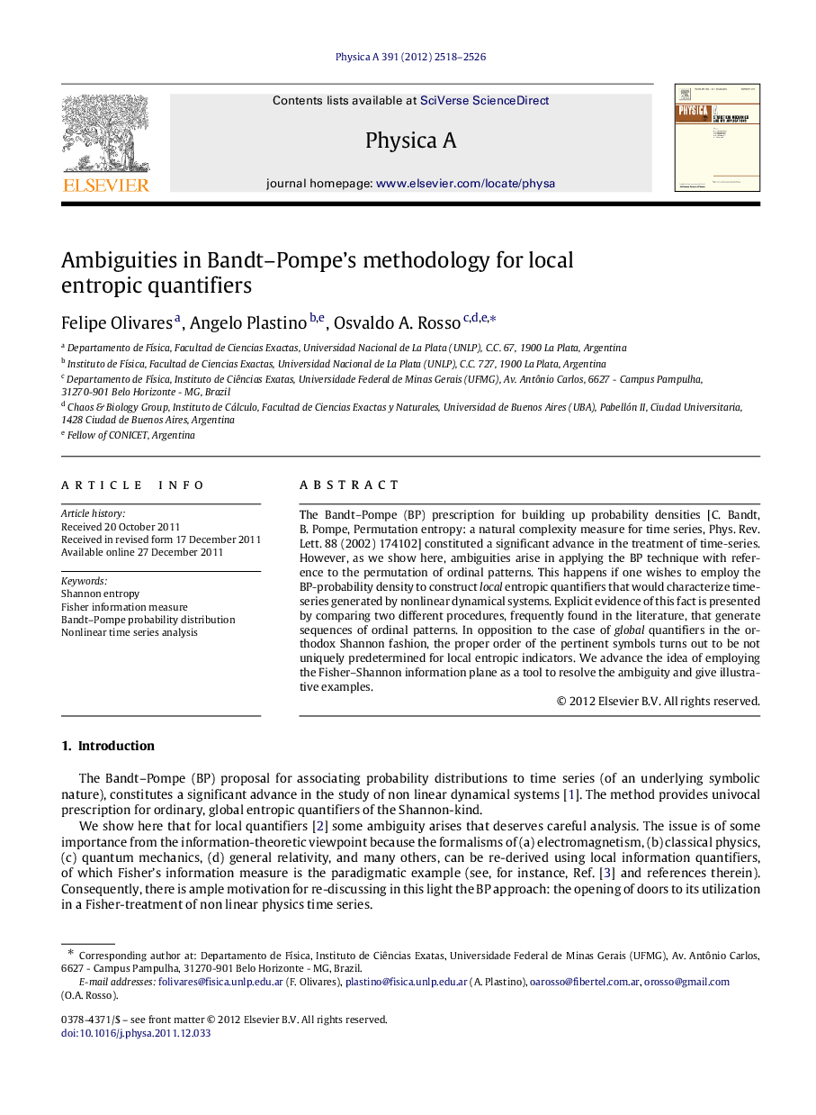 Ambiguities in Bandt-Pompe's methodology for local entropic quantifiers