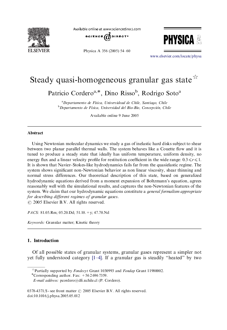 Steady quasi-homogeneous granular gas state