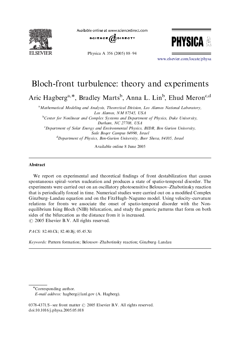 Bloch-front turbulence: theory and experiments