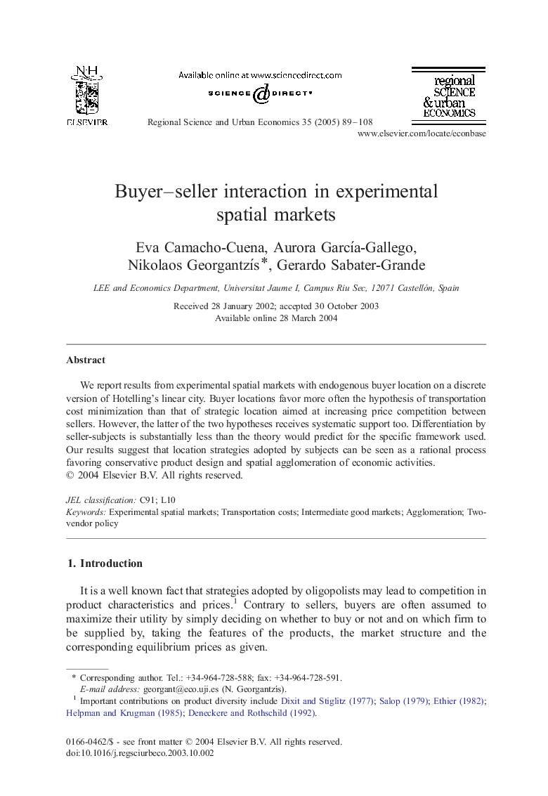 Buyer-seller interaction in experimental spatial markets