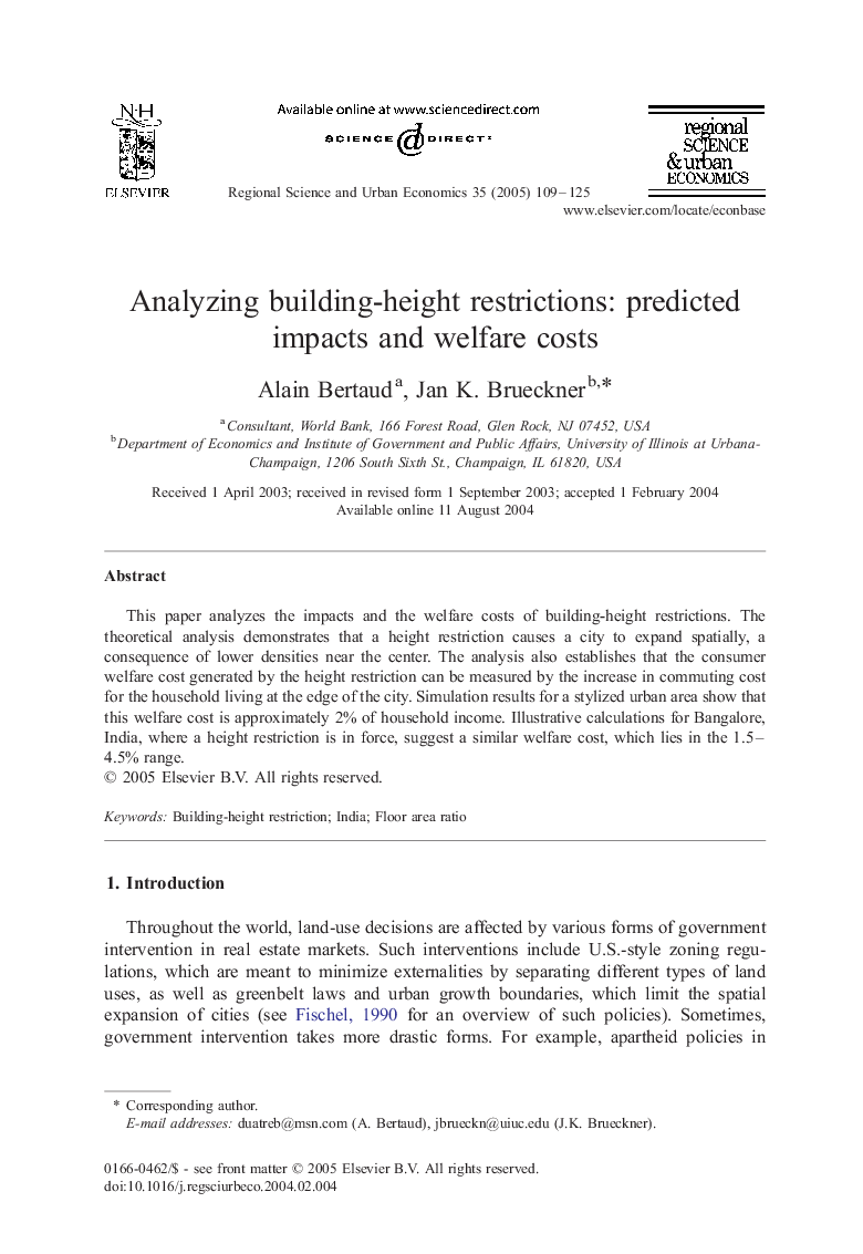 Analyzing building-height restrictions: predicted impacts and welfare costs
