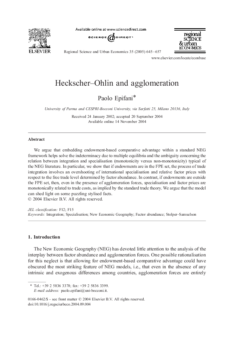 Heckscher-Ohlin and agglomeration