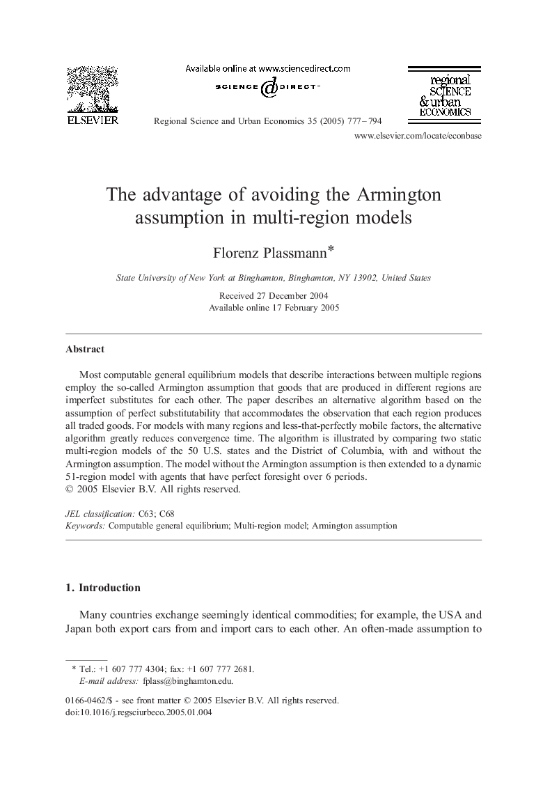 The advantage of avoiding the Armington assumption in multi-region models