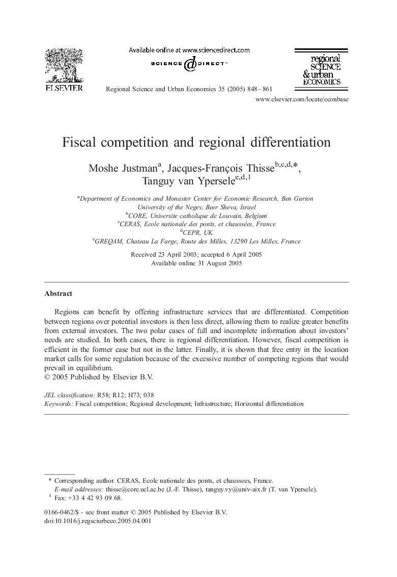 Fiscal competition and regional differentiation