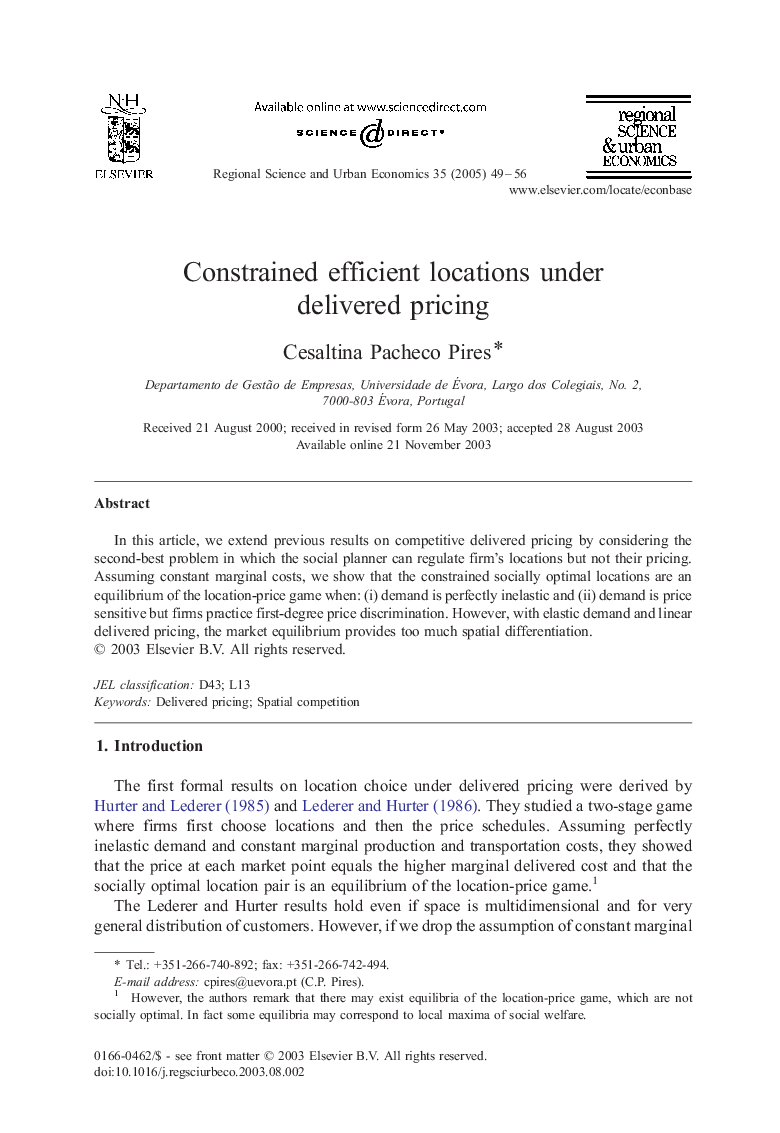 Constrained efficient locations under delivered pricing