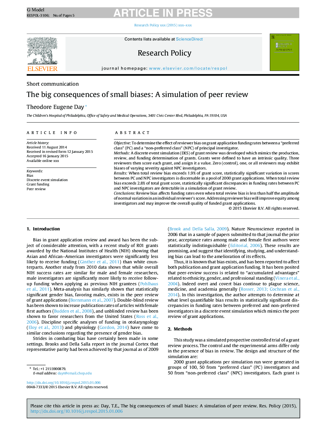 The big consequences of small biases: A simulation of peer review