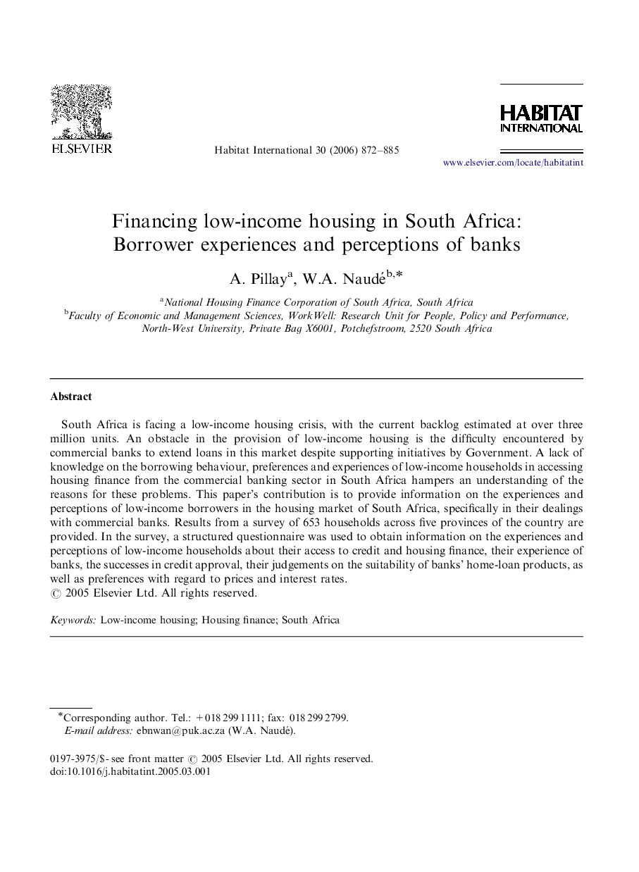 Financing low-income housing in South Africa: Borrower experiences and perceptions of banks