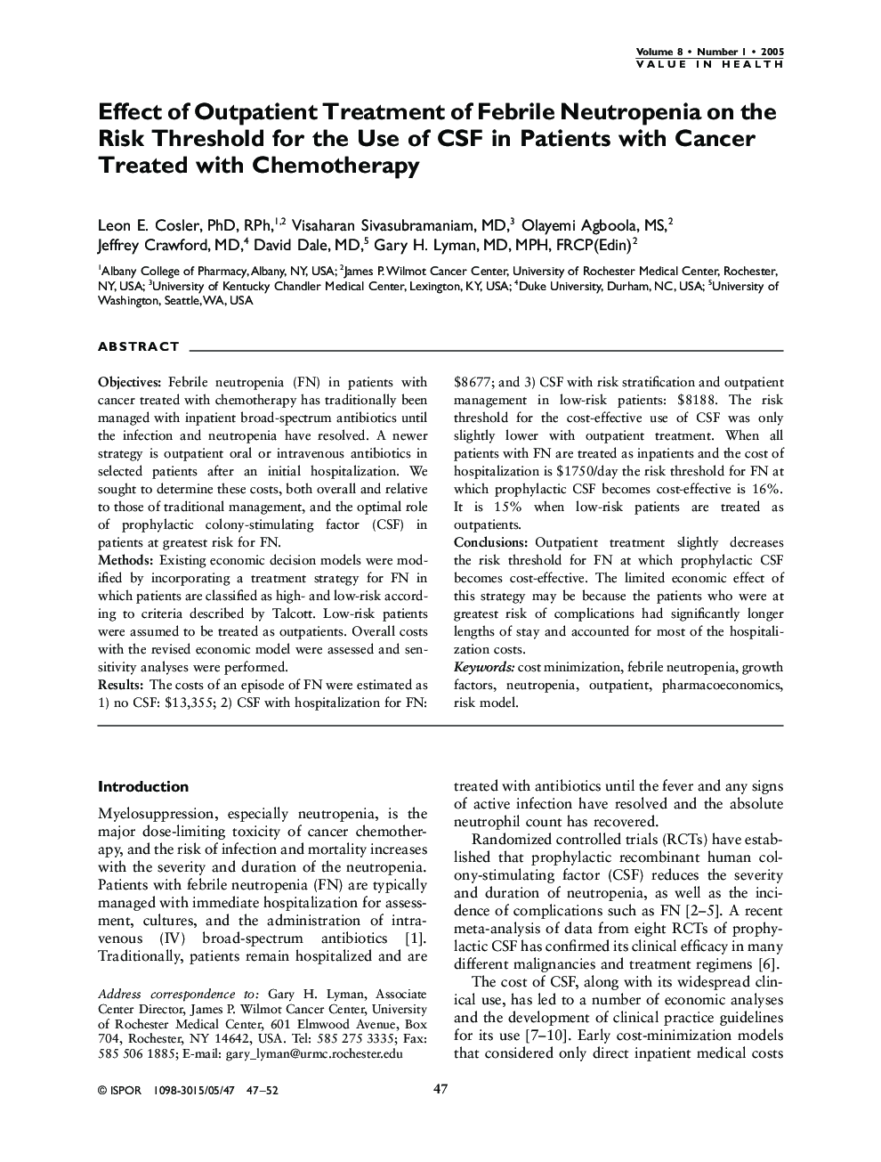 Effect of Outpatient Treatment of Febrile Neutropenia on the Risk Threshold for the Use of CSF in Patients with Cancer Treated with Chemotherapy