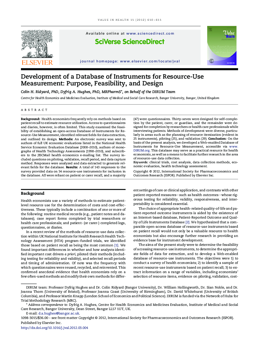 Development of a Database of Instruments for Resource-Use Measurement: Purpose, Feasibility, and Design