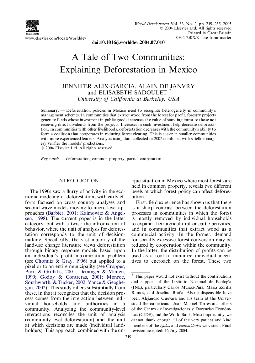 A Tale of Two Communities: Explaining Deforestation in Mexico