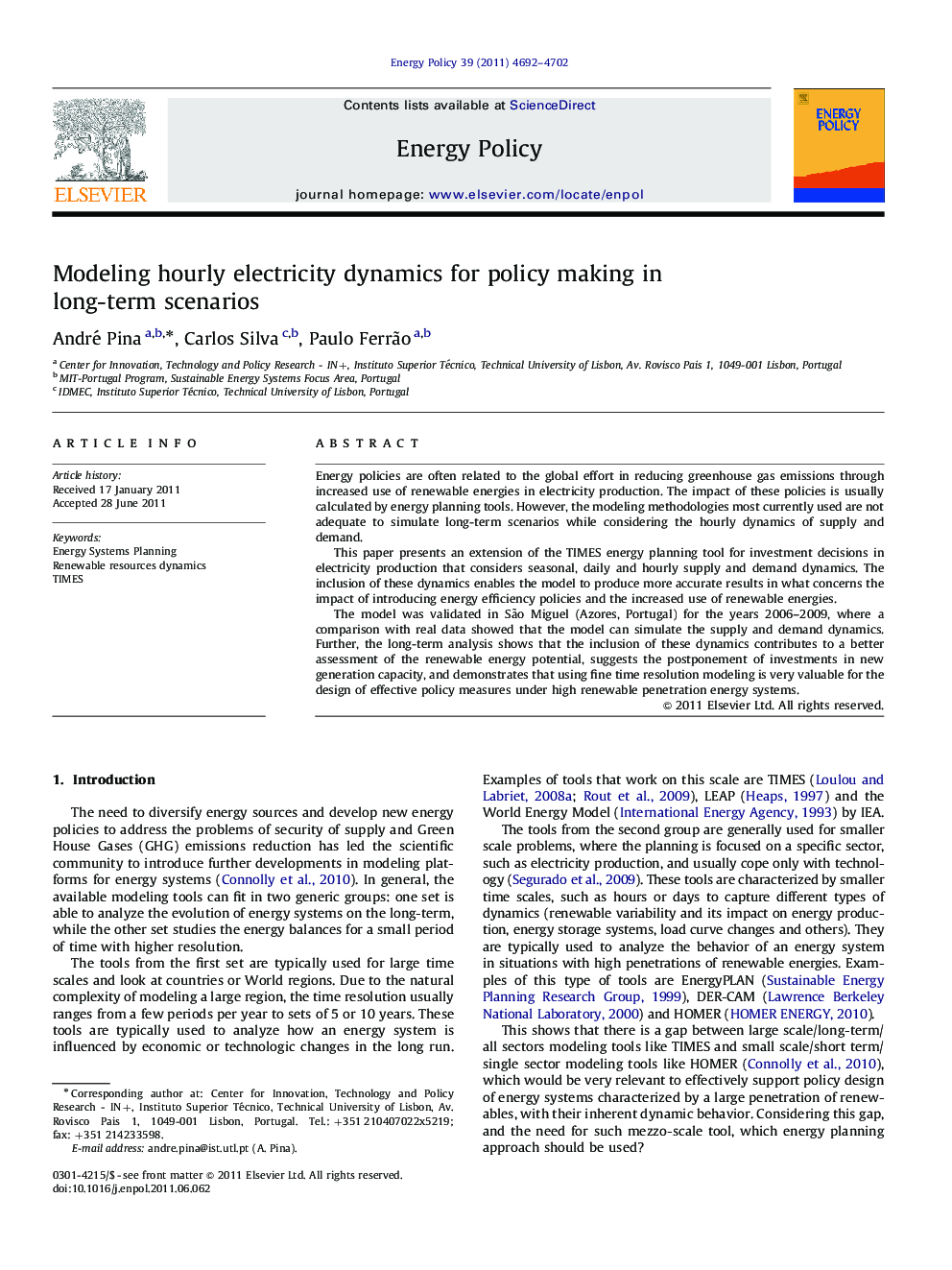 Modeling hourly electricity dynamics for policy making in long-term scenarios