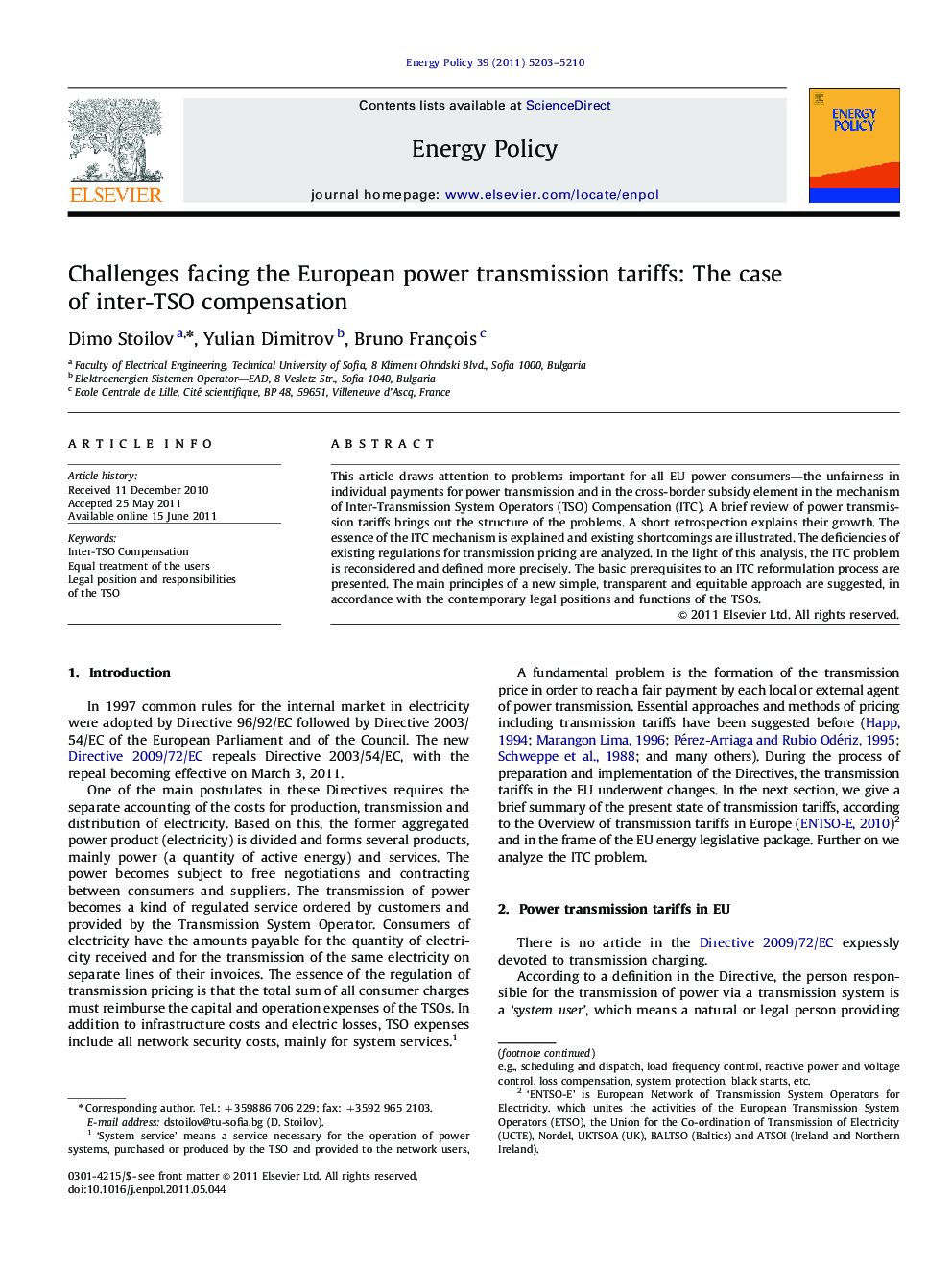 Challenges facing the European power transmission tariffs: The case of inter-TSO compensation
