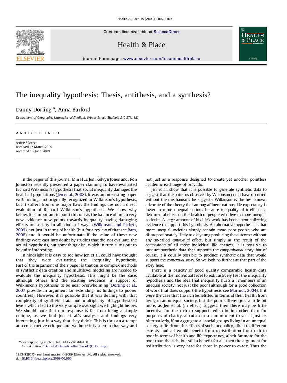 The inequality hypothesis: Thesis, antithesis, and a synthesis?