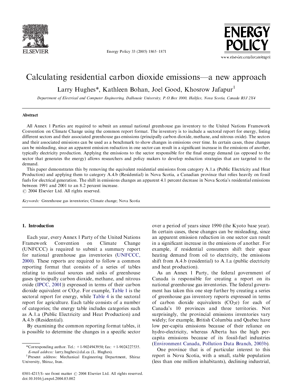 Calculating residential carbon dioxide emissions-a new approach