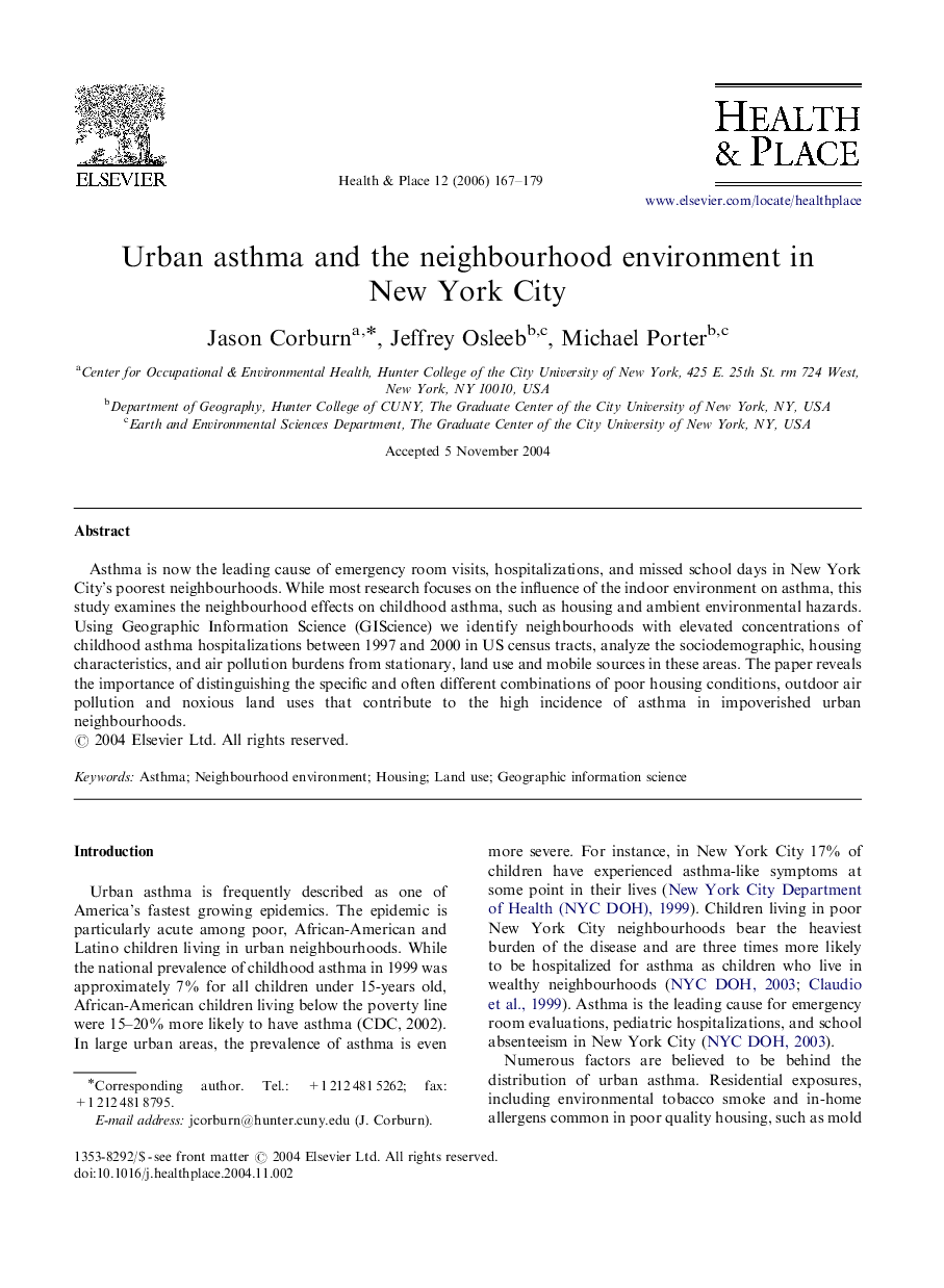 Urban asthma and the neighbourhood environment in New York City