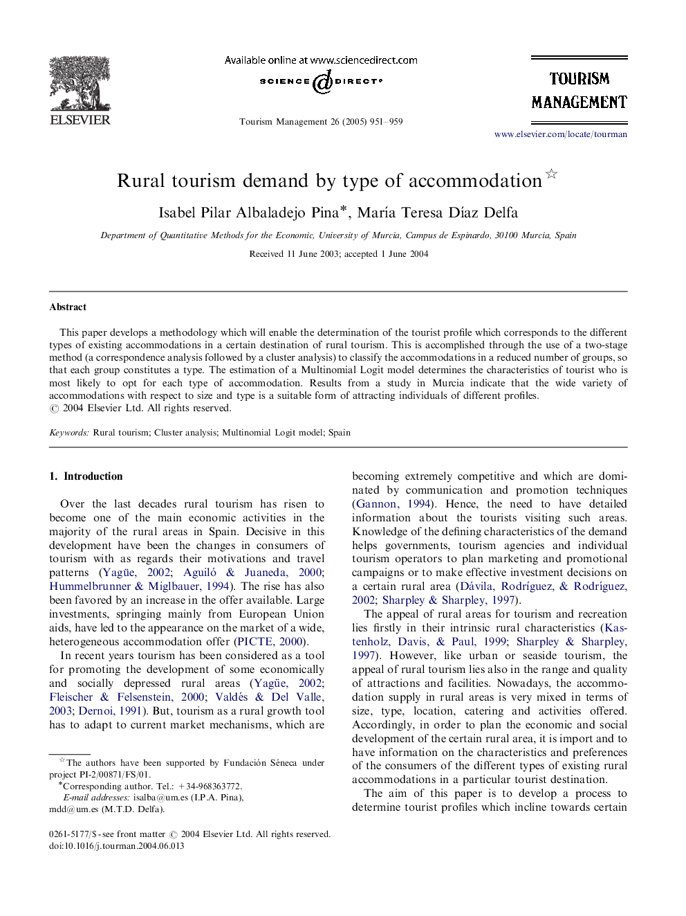 عکس صفحه اول مقاله: Rural tourism demand by type of accommodation Rural tourism demand by type of accommodation