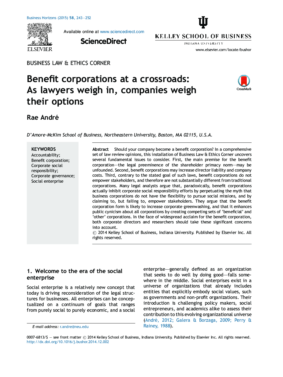 Benefit corporations at a crossroads: As lawyers weigh in, companies weigh their options