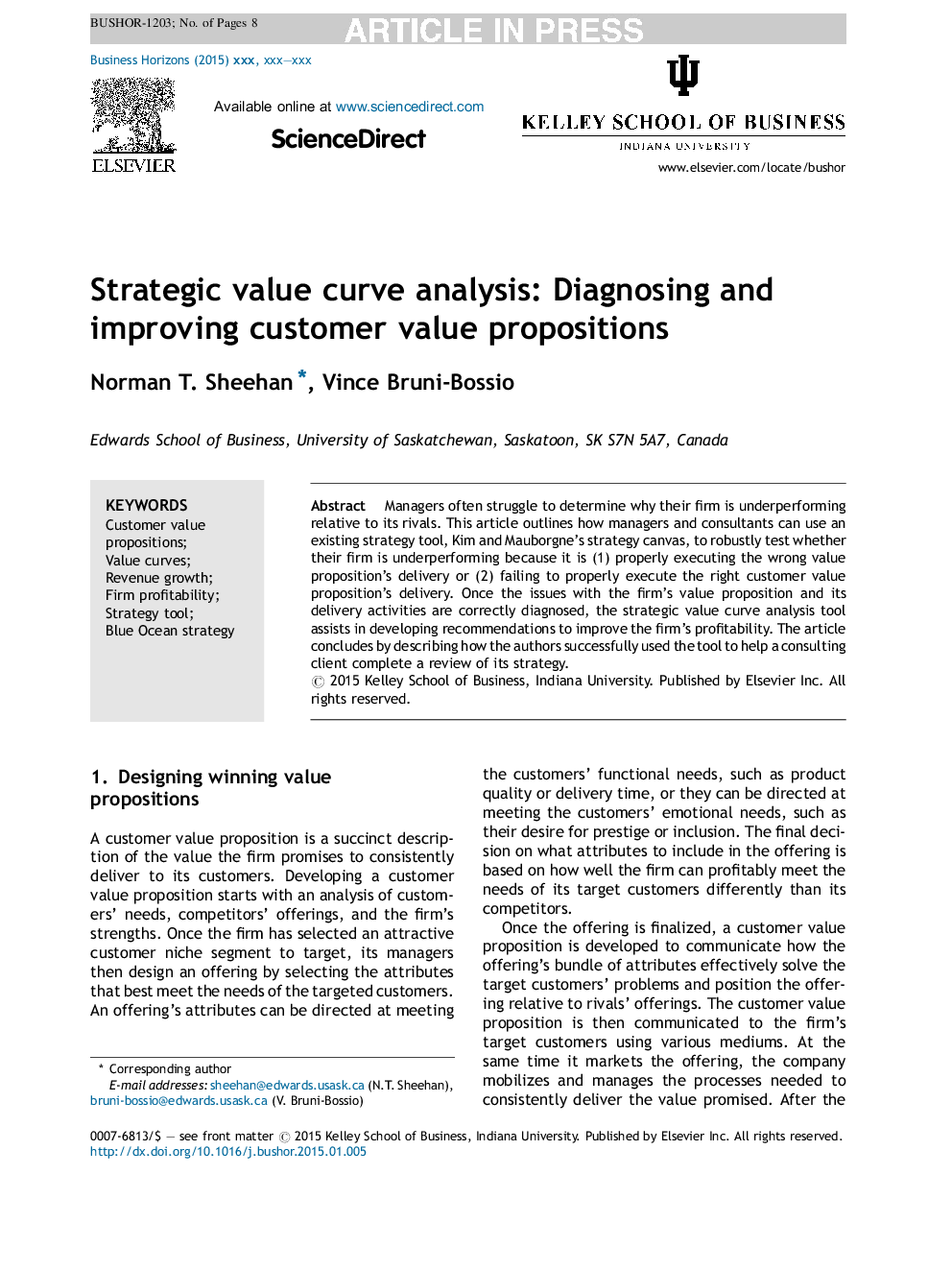 Strategic value curve analysis: Diagnosing and improving customer value propositions