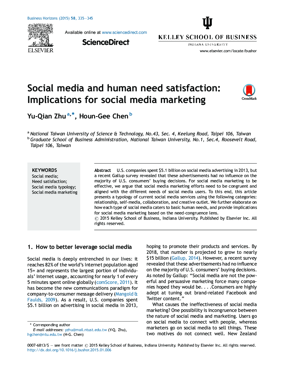 Social media and human need satisfaction: Implications for social media marketing