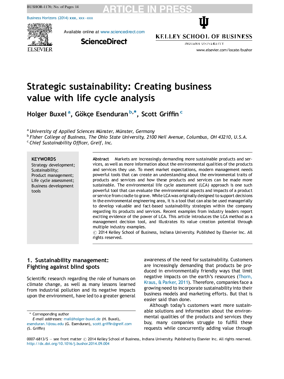 Strategic sustainability: Creating business value with life cycle analysis