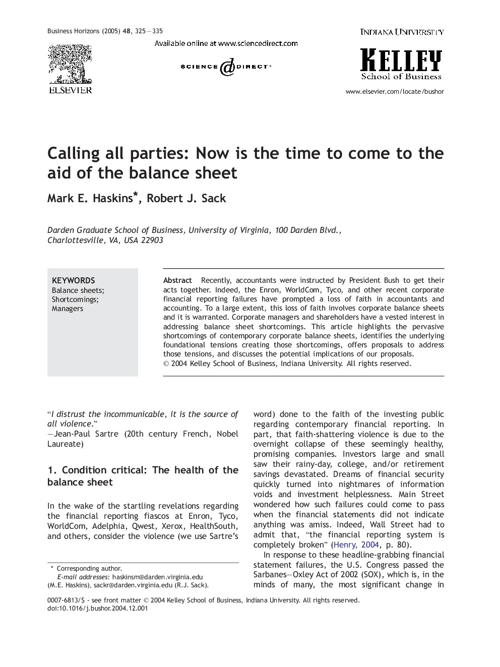 Calling all parties: Now is the time to come to the aid of the balance sheet