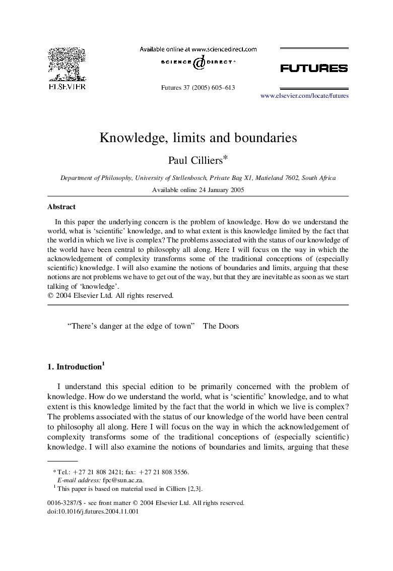 Knowledge, limits and boundaries