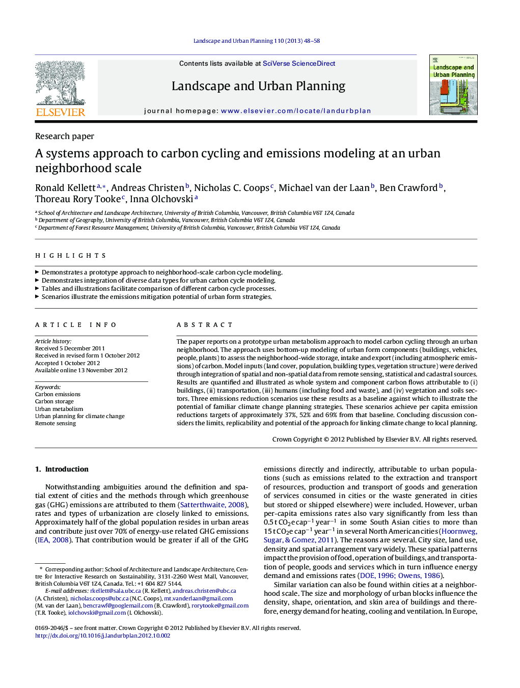 A systems approach to carbon cycling and emissions modeling at an urban neighborhood scale