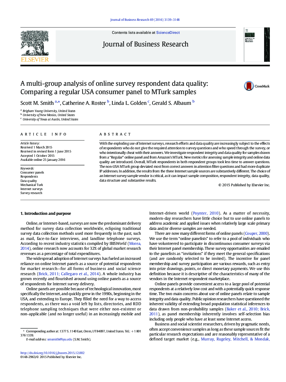 A multi-group analysis of online survey respondent data quality: Comparing a regular USA consumer panel to MTurk samples