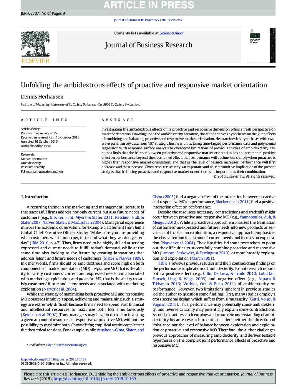 Unfolding the ambidextrous effects of proactive and responsive market orientation