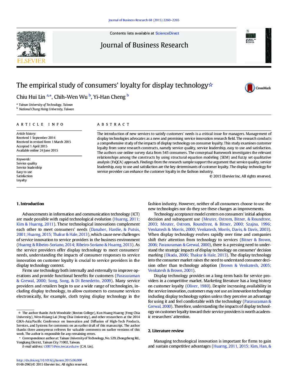 The empirical study of consumers' loyalty for display technology