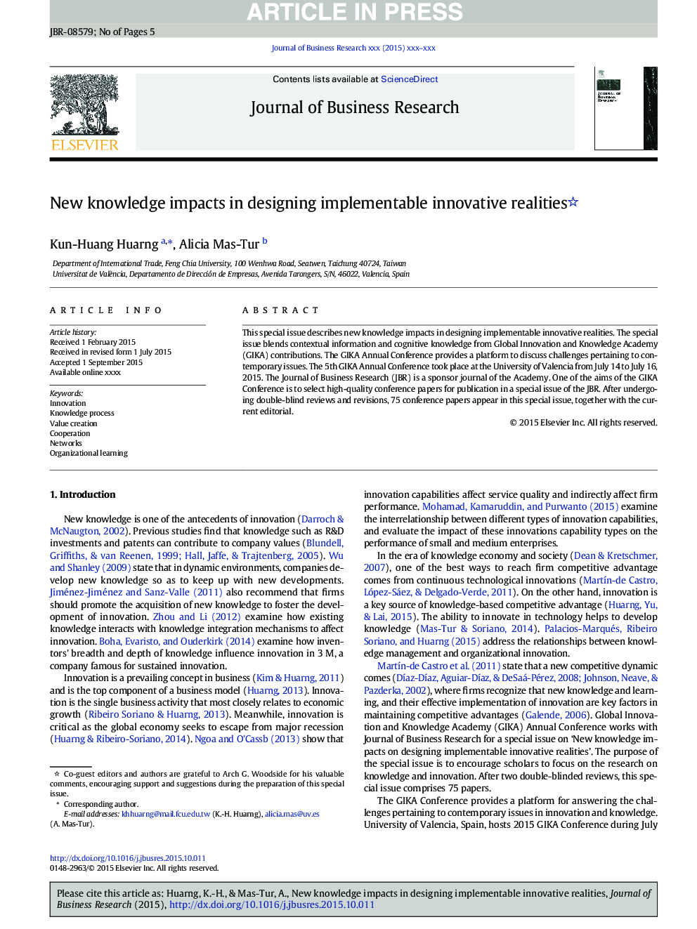 New knowledge impacts in designing implementable innovative realities