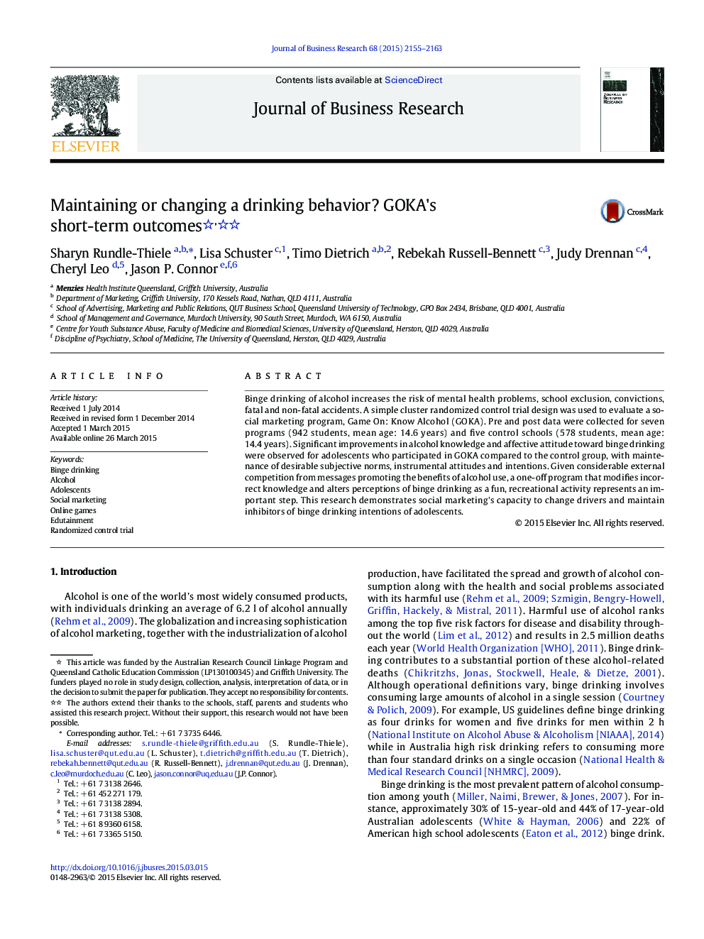 Maintaining or changing a drinking behavior? GOKA's short-term outcomes